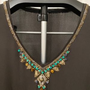 Elie Tahari Jeweled Silk Top (Size 2)